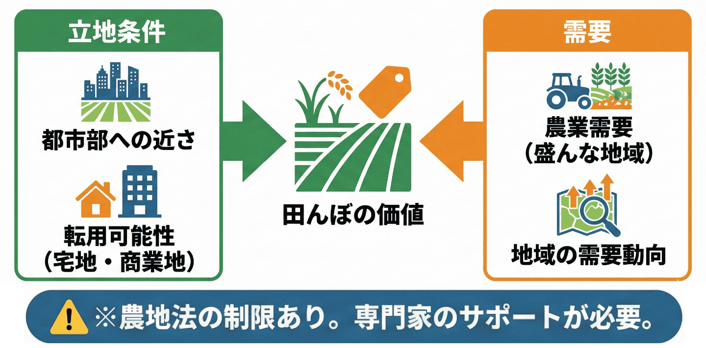 田んぼの立地条件と需要から決まる評価の基準