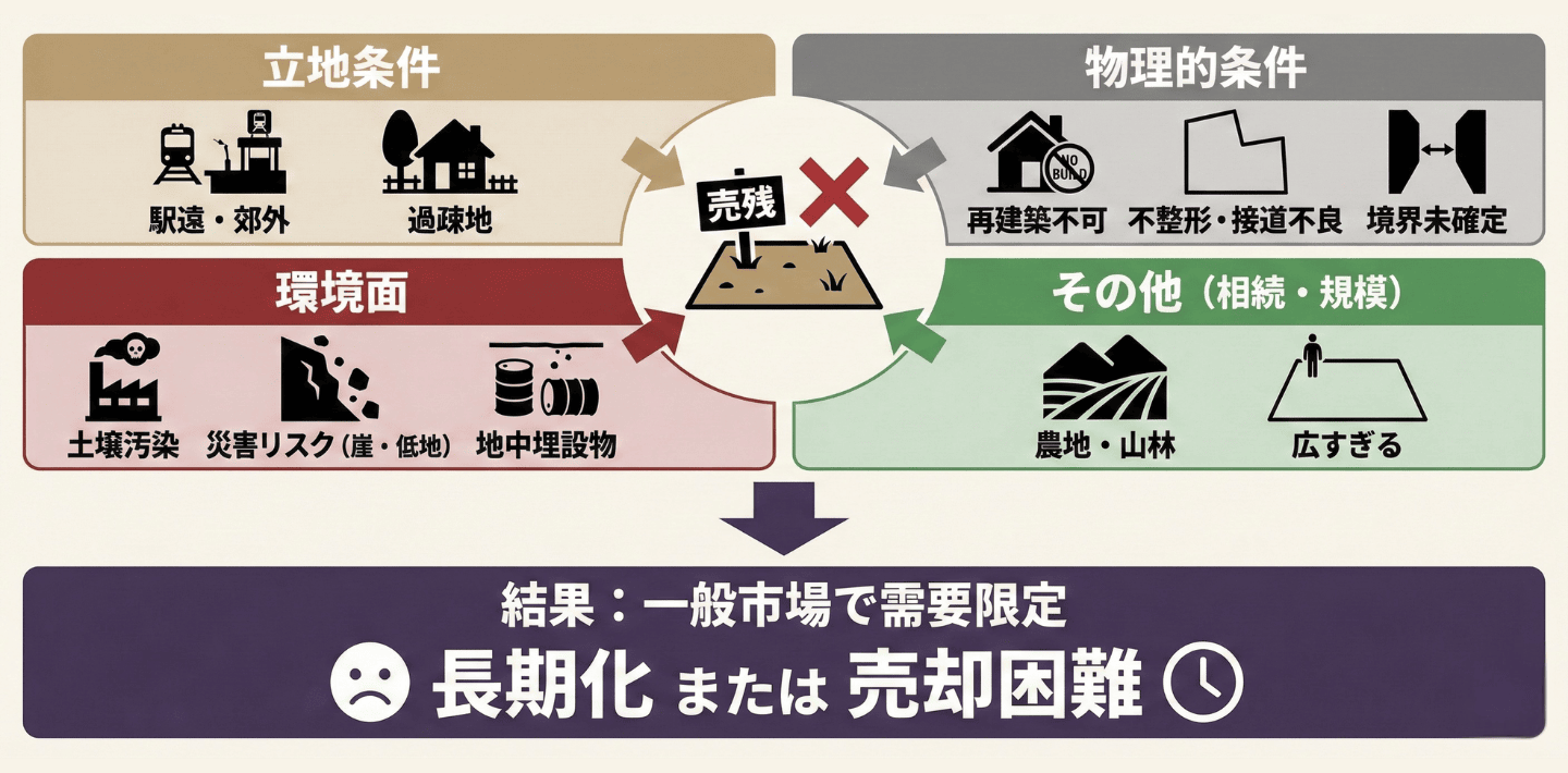 売れない土地の主な特徴と原因